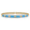 Enamel - 14K Yellow Gold Bujukan Beads and Diamond Split Bangle with Dusk Blue Enamel - 0.1 ct