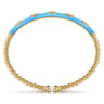 Enamel - 14K Yellow Gold Bujukan Beads and Diamond Split Bangle with Dusk Blue Enamel - 0.1 ct