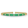 Enamel - 14K Yellow Gold Bujukan Beads and Diamond Split Bangle with Emerald Green Enamel - 0.15 ct