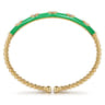 Enamel - 14K Yellow Gold Bujukan Beads and Diamond Split Bangle with Emerald Green Enamel - 0.1 ct