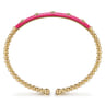 Enamel - 14K Yellow Gold Bujukan Beads and Diamond Split Bangle with Fuchsia Enamel - 0.15 ct