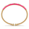 Enamel - 14K Yellow Gold Bujukan Beads and Diamond Split Bangle with Fuchsia Enamel - 0.1 ct