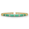Enamel - 14K Yellow Gold Bujukan Beads and Diamond Split Bangle with Mint Green Enamel - 0.15 ct