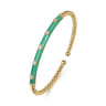 Enamel - 14K Yellow Gold Bujukan Beads and Diamond Split Bangle with Mint Green Enamel - 0.15 ct