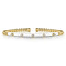 Enamel - 14K Yellow Gold Bujukan Beads and Diamond Split Bangle with White Enamel - 0.15 ct