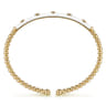 Enamel - 14K Yellow Gold Bujukan Beads and Diamond Split Bangle with White Enamel - 0.15 ct