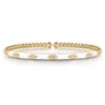 Enamel - 14K Yellow Gold Bujukan Beads and Diamond Split Bangle with White Enamel - 0.1 ct