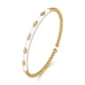 Enamel - 14K Yellow Gold Bujukan Beads and Diamond Split Bangle with White Enamel - 0.1 ct