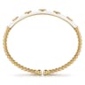 Enamel - 14K Yellow Gold Bujukan Beads and Diamond Split Bangle with White Enamel - 0.1 ct