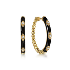 Enamel---14K-Yellow-Gold-Bujukan-Beads-and-Diamond-Split-Classic-Hoop-with-Black-Enamel1