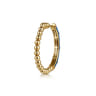 Enamel - 14K Yellow Gold Bujukan Beads and Diamond Split Classic Hoop with Blue Enamel - 0.18 ct