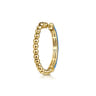 Enamel - 14K Yellow Gold Bujukan Beads and Diamond Split Classic Hoop with Blue Enamel - 0.1 ct