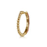 Enamel - 14K Yellow Gold Bujukan Beads and Diamond Split Classic Hoop with Chrome Red Enamel - 0.18 ct