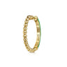 Enamel - 14K Yellow Gold Bujukan Beads and Diamond Split Classic Hoop with Emerald Green Enamel - 0.1 ct