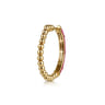 Enamel - 14K Yellow Gold Bujukan Beads and Diamond Split Classic Hoop with Fuchsia Enamel - 0.18 ct