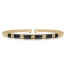 Enamel - 14K Yellow Gold Bujukan Beads and Pyramid Split Bangle with Black Enamel