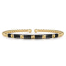 Enamel - 14K Yellow Gold Bujukan Beads and Pyramid Split Bangle with Black Enamel