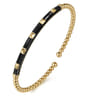 Enamel - 14K Yellow Gold Bujukan Beads and Pyramid Split Bangle with Black Enamel