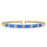 Enamel - 14K Yellow Gold Bujukan Beads and Pyramid Split Bangle with Blue Enamel
