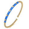 Enamel - 14K Yellow Gold Bujukan Beads and Pyramid Split Bangle with Blue Enamel
