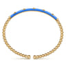 Enamel - 14K Yellow Gold Bujukan Beads and Pyramid Split Bangle with Blue Enamel