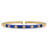 Enamel - 14K Yellow Gold Bujukan Beads and Pyramid Split Bangle with Chrome Blue Enamel