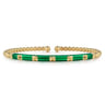 Enamel - 14K Yellow Gold Bujukan Beads and Pyramid Split Bangle with Chrome Green Enamel