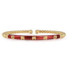 Enamel - 14K Yellow Gold Bujukan Beads and Pyramid Split Bangle with Chrome Red Enamel