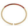 Enamel - 14K Yellow Gold Bujukan Beads and Pyramid Split Bangle with Chrome Red Enamel