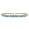 Enamel - 14K Yellow Gold Bujukan Beads and Pyramid Split Bangle with Dusk Blue Enamel