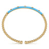 Enamel - 14K Yellow Gold Bujukan Beads and Pyramid Split Bangle with Dusk Blue Enamel