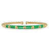 Enamel - 14K Yellow Gold Bujukan Beads and Pyramid Split Bangle with Emerald Green Enamel