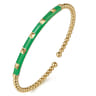 Enamel - 14K Yellow Gold Bujukan Beads and Pyramid Split Bangle with Emerald Green Enamel