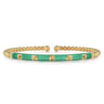 Enamel - 14K Yellow Gold Bujukan Beads and Pyramid Split Bangle with Mint Green Enamel