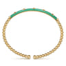 Enamel - 14K Yellow Gold Bujukan Beads and Pyramid Split Bangle with Mint Green Enamel