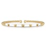Enamel - 14K Yellow Gold Bujukan Beads and Pyramid Split Bangle with White Enamel