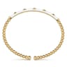 Enamel - 14K Yellow Gold Bujukan Beads and Pyramid Split Bangle with White Enamel