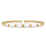 Enamel - 14K Yellow Gold Bujukan Beads and Pyramid Split Bangle with White Enamel