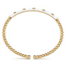 Enamel - 14K Yellow Gold Bujukan Beads and Pyramid Split Bangle with White Enamel