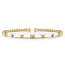 Enamel - 14K Yellow Gold Bujukan Beads and Pyramid Split Bangle with White Enamel