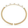 Enamel - 14K Yellow Gold Bujukan Beads and Pyramid Split Bangle with White Enamel
