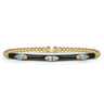 Enamel - 14K Yellow Gold Bujukan Blue Topaz Split Bangle with Black Enamel
