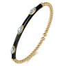 Enamel - 14K Yellow Gold Bujukan Blue Topaz Split Bangle with Black Enamel