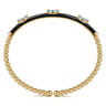 Enamel - 14K Yellow Gold Bujukan Blue Topaz Split Bangle with Black Enamel