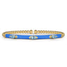 Enamel - 14K Yellow Gold Bujukan Blue Topaz Split Bangle with Blue Enamel