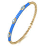 Enamel - 14K Yellow Gold Bujukan Blue Topaz Split Bangle with Blue Enamel