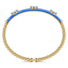 Enamel - 14K Yellow Gold Bujukan Blue Topaz Split Bangle with Blue Enamel