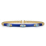Enamel - 14K Yellow Gold Bujukan Blue Topaz Split Bangle with Chrome Blue Enamel