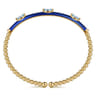Enamel - 14K Yellow Gold Bujukan Blue Topaz Split Bangle with Chrome Blue Enamel