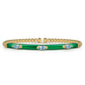 Enamel - 14K Yellow Gold Bujukan Blue Topaz Split Bangle with Chrome Green Enamel